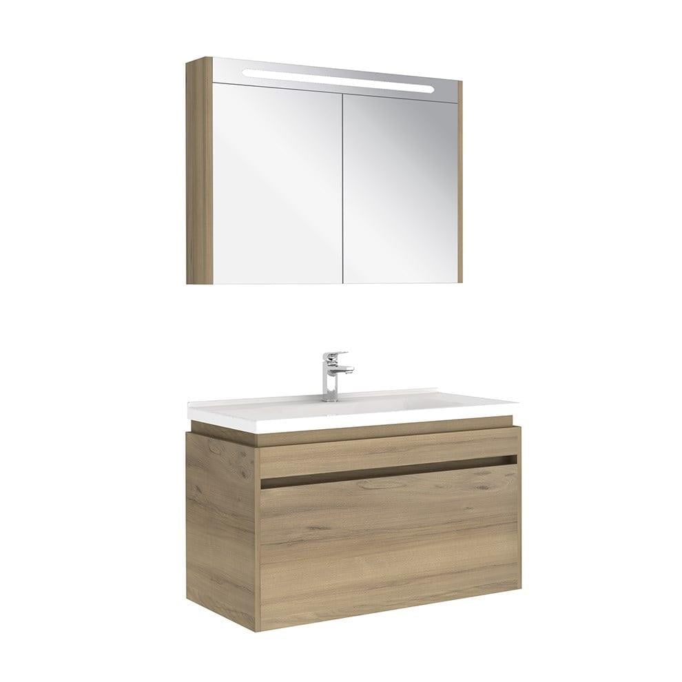 Kale Banyo İdea 2.0 (Durabad) 100Cm Set Pasifik A (Lavabo+Tek Çekmeceli Lavabo Dolabı+Aydınlatmalı Ayna Dolabı) - 610100200496