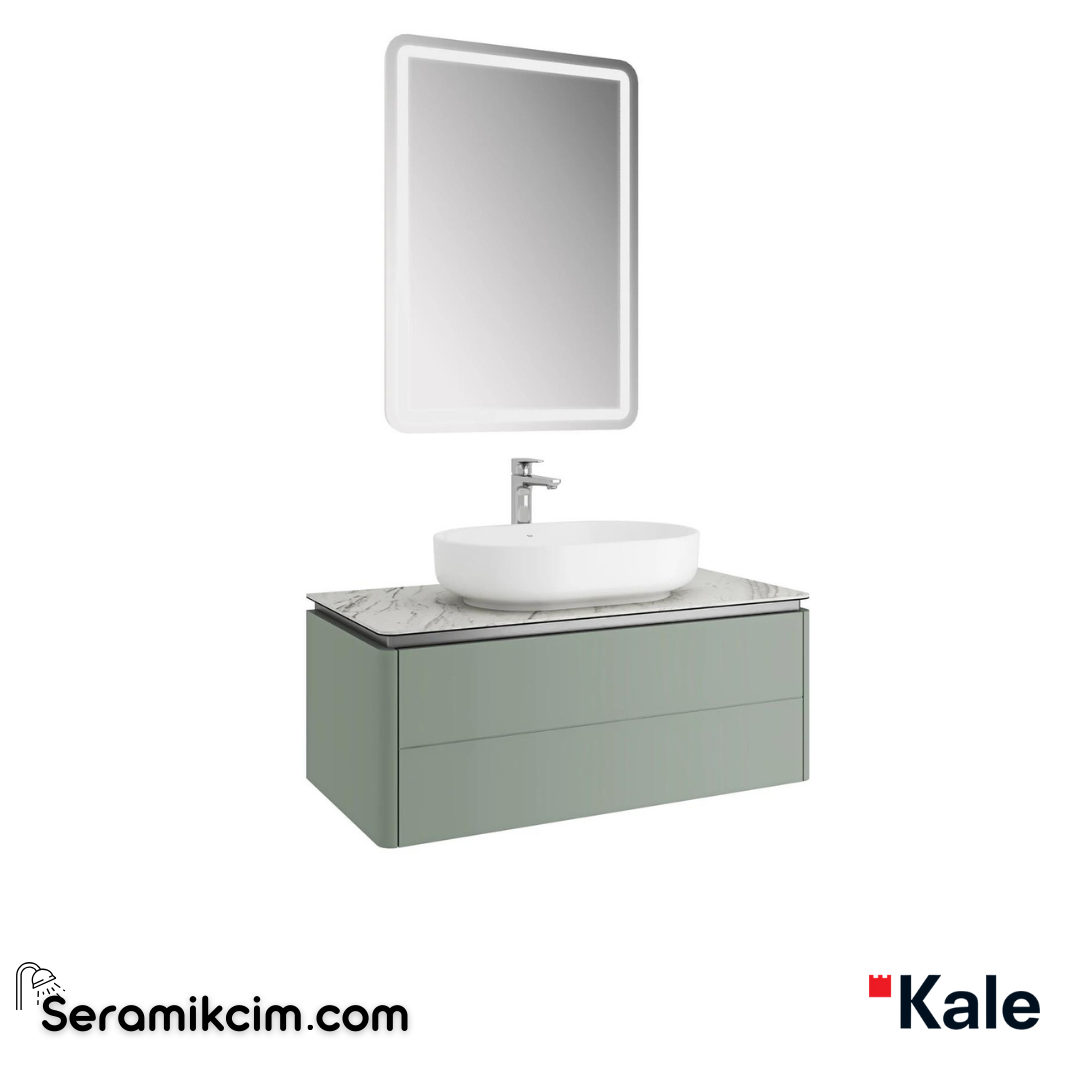 Kale Banyo Lotus 100Cm Set (Beyaz Dkdrgn Çnk Lvb+Lavabo Dlp+Ayna) Mat Adaçayı Yeşili/Pallsndro - 610100201487