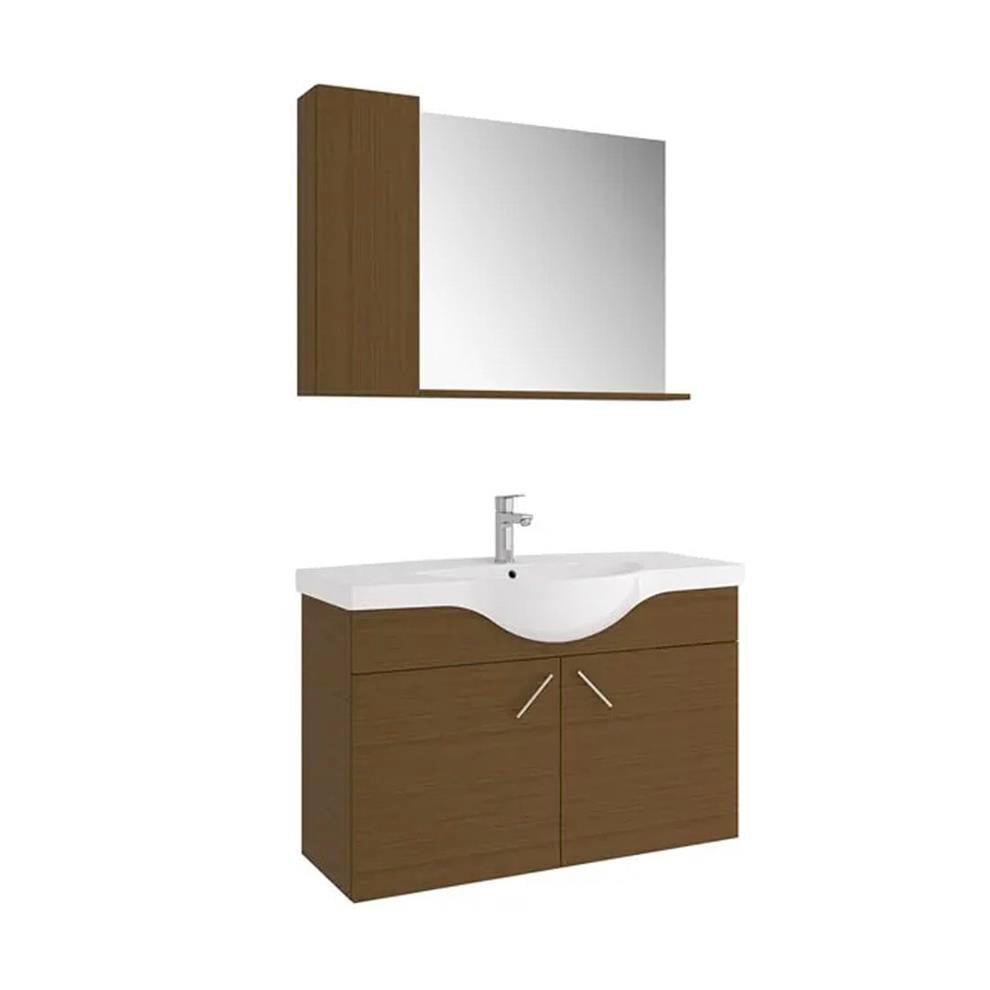 Kale Banyo Mılena 100 Cm Set Italyan Ceviz (Lavabo+Lavabo Dolabı+Yarım Dolaplı Ayna) - 610100201143