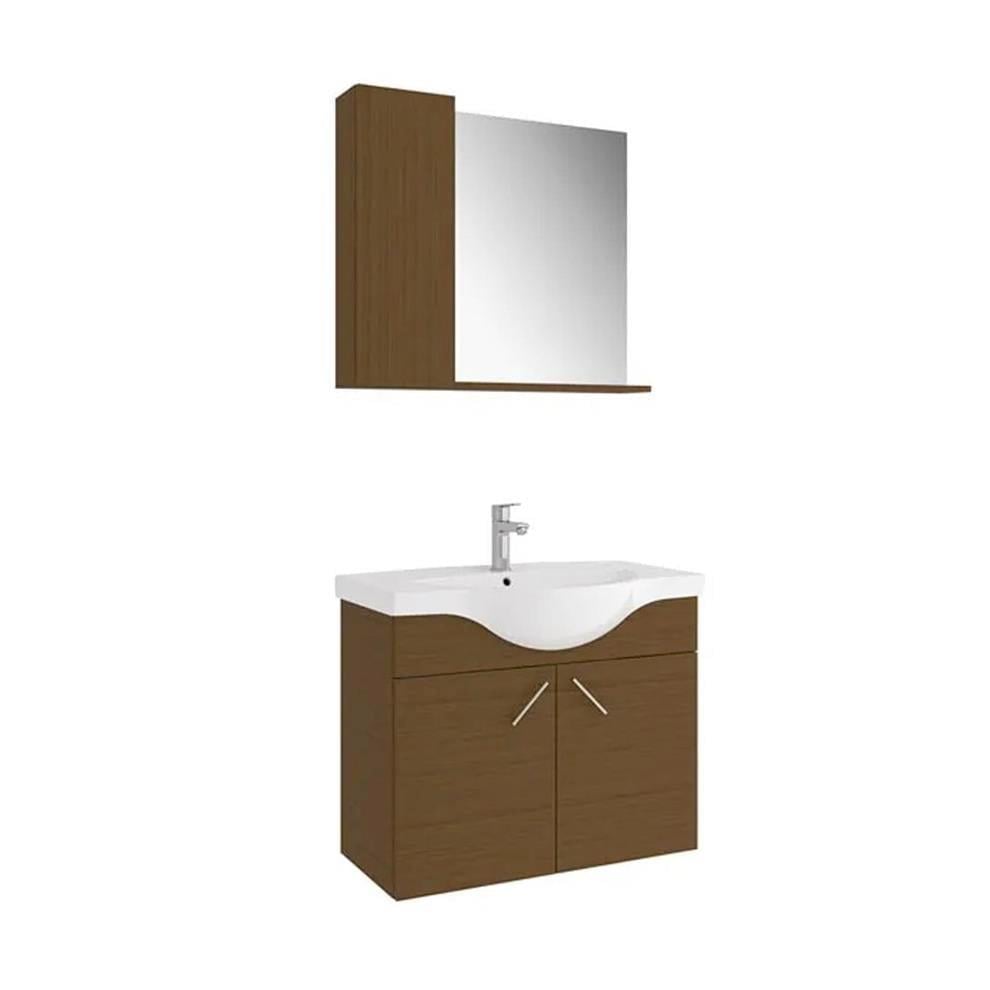 Kale Banyo Mılena 80 Cm Set Italyan Ceviz (Lavabo+Lavabo Dolabı+Yarım Dolaplı Ayna) - 610100201142