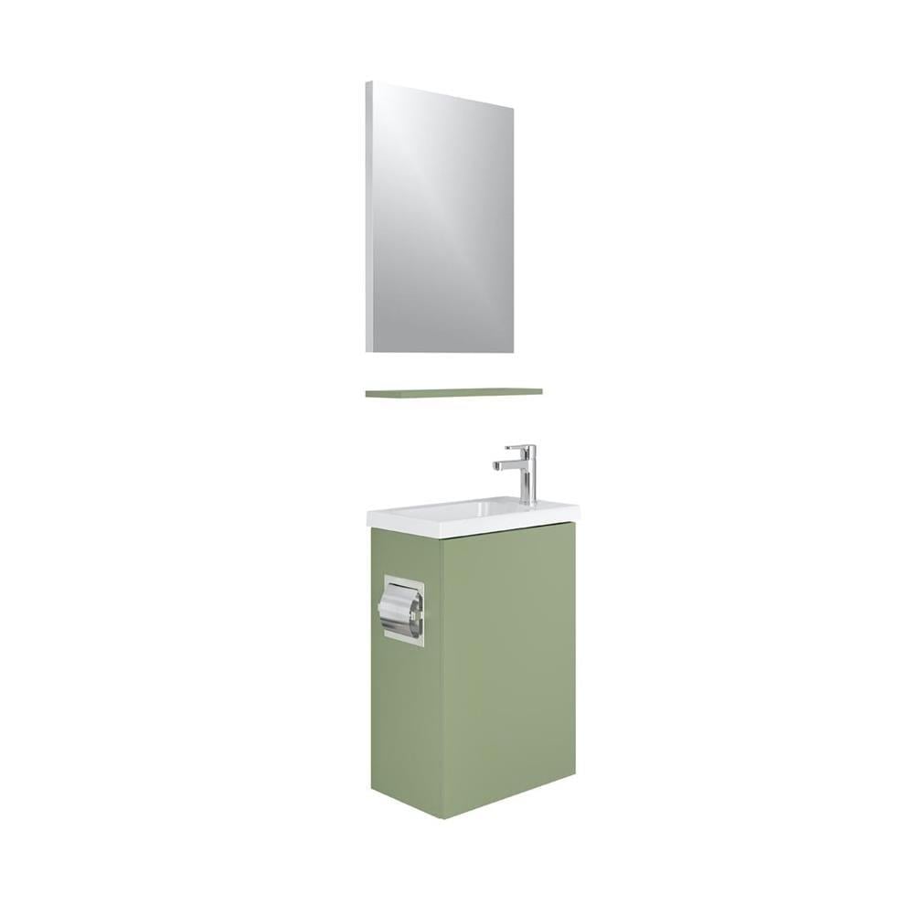 Kale Banyo Minimalist 50Cm Set Yeşil (Lavabo+Lavabo Dolabı+Ayna+Etajer+Havluluk+Tuvalet Kağıtlığı) - 610100201218