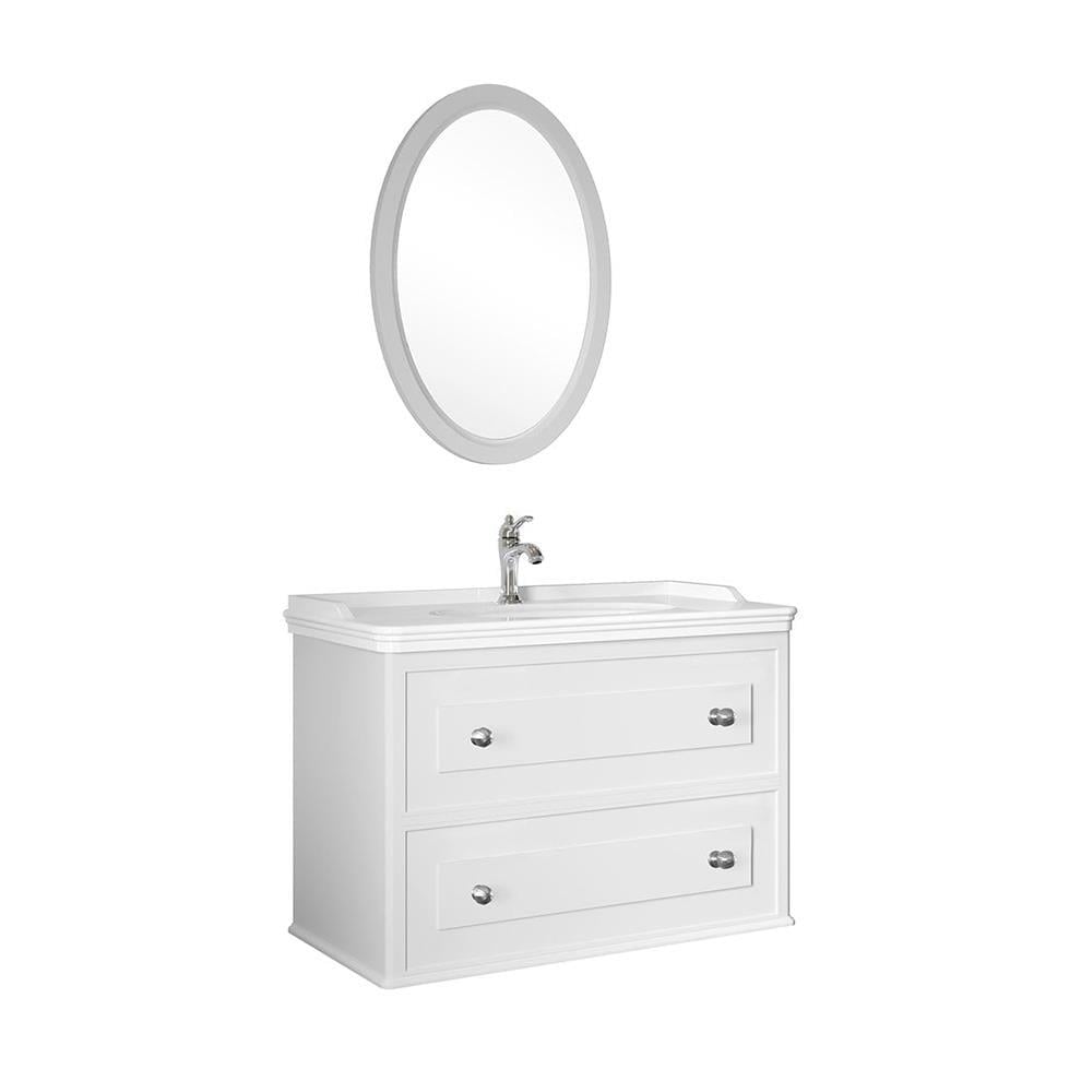 Kale Banyo Mıro 100 Cm Set (Lavabo Dolabı+Ayna) Mat Beyaz - 610100200141