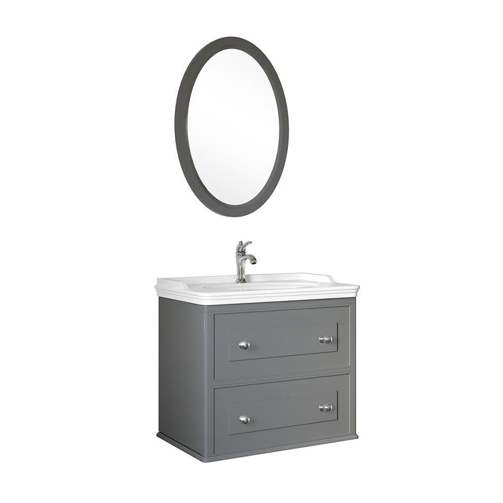 Kale Banyo Mıro 100 Cm Set (Lavabo Dolabı+Ayna) Mat Gri - 610100200142