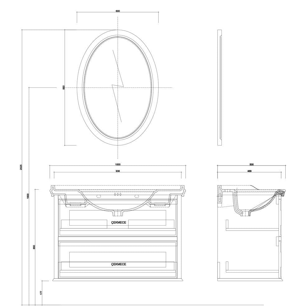 Kale Banyo Mıro 100 Cm Set (Lavabo Dolabı+Ayna) Mat Beyaz - 610100200141