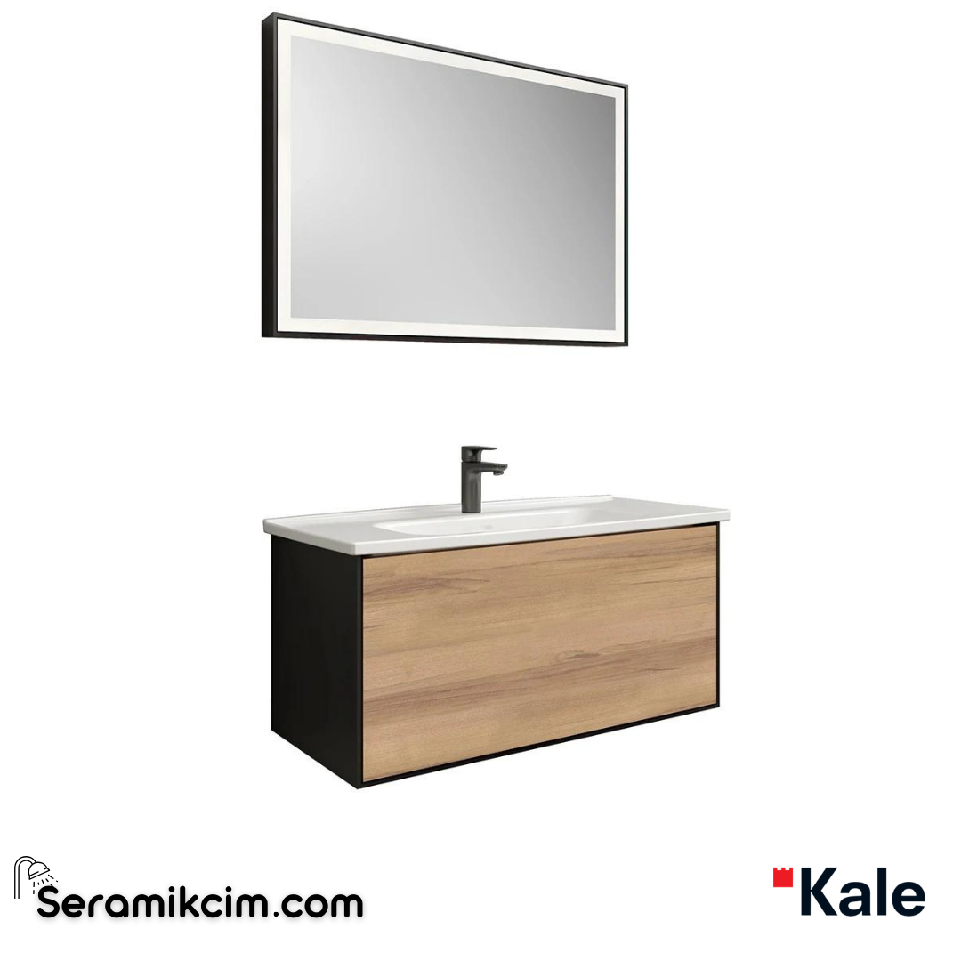 Kale Banyo Mood 100Cm Set(Lavabo Dlp+Lvb+Ayn) Mat Siyah/Pasifik A - 610100201414