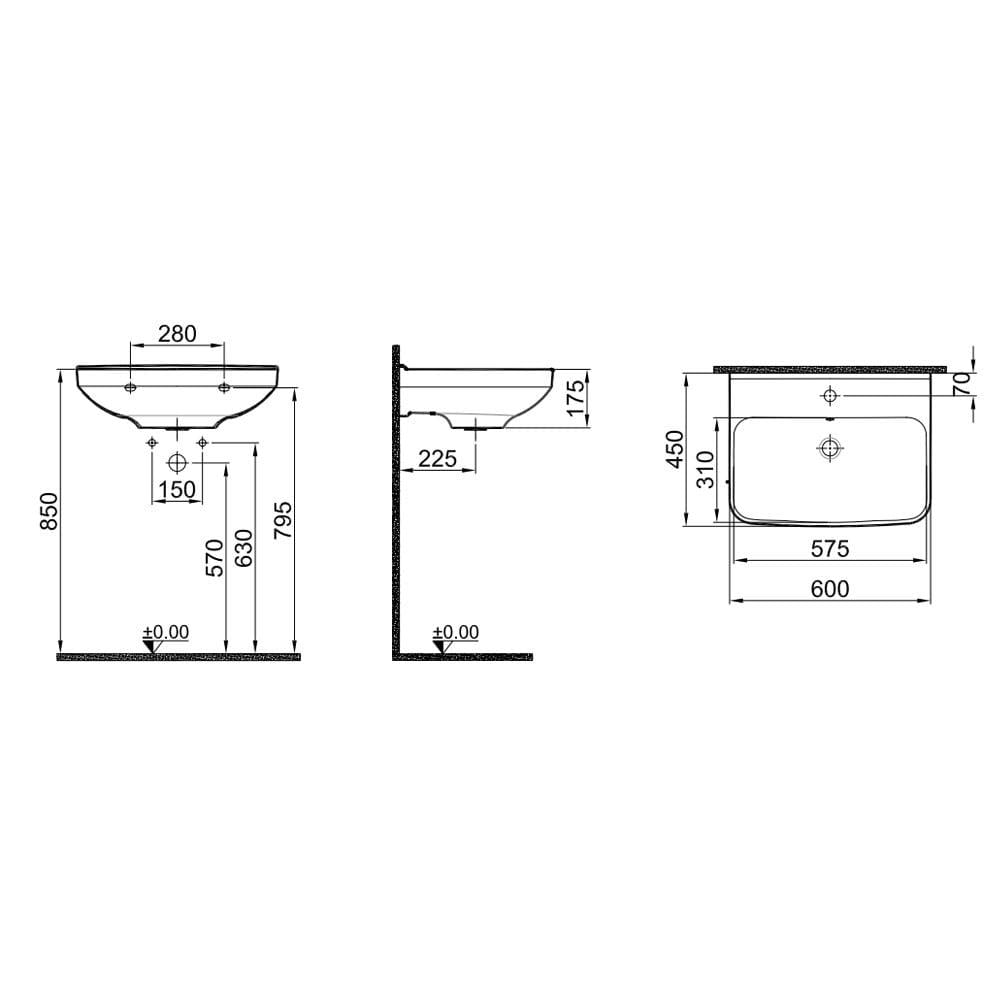 Kale Banyo Mood 2.0 60X45 Dikdörtgen Lavabo - 310200200507