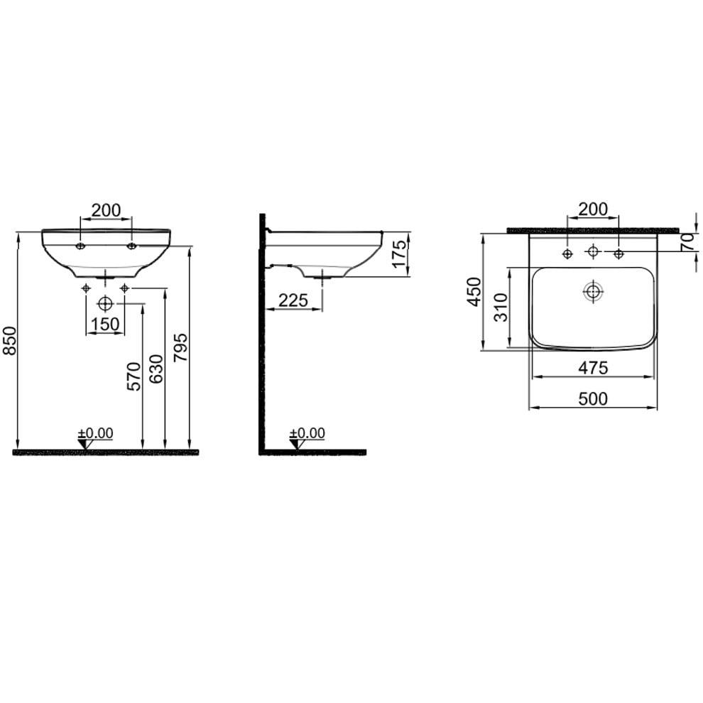 Kale Banyo Mood 2.0 50X45 Dikdörtgen Lavabo - 310200200505