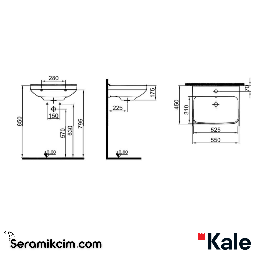 Kale Banyo Mood 2.0 55X45 Dikdörtgen Lavabo - 310200200506