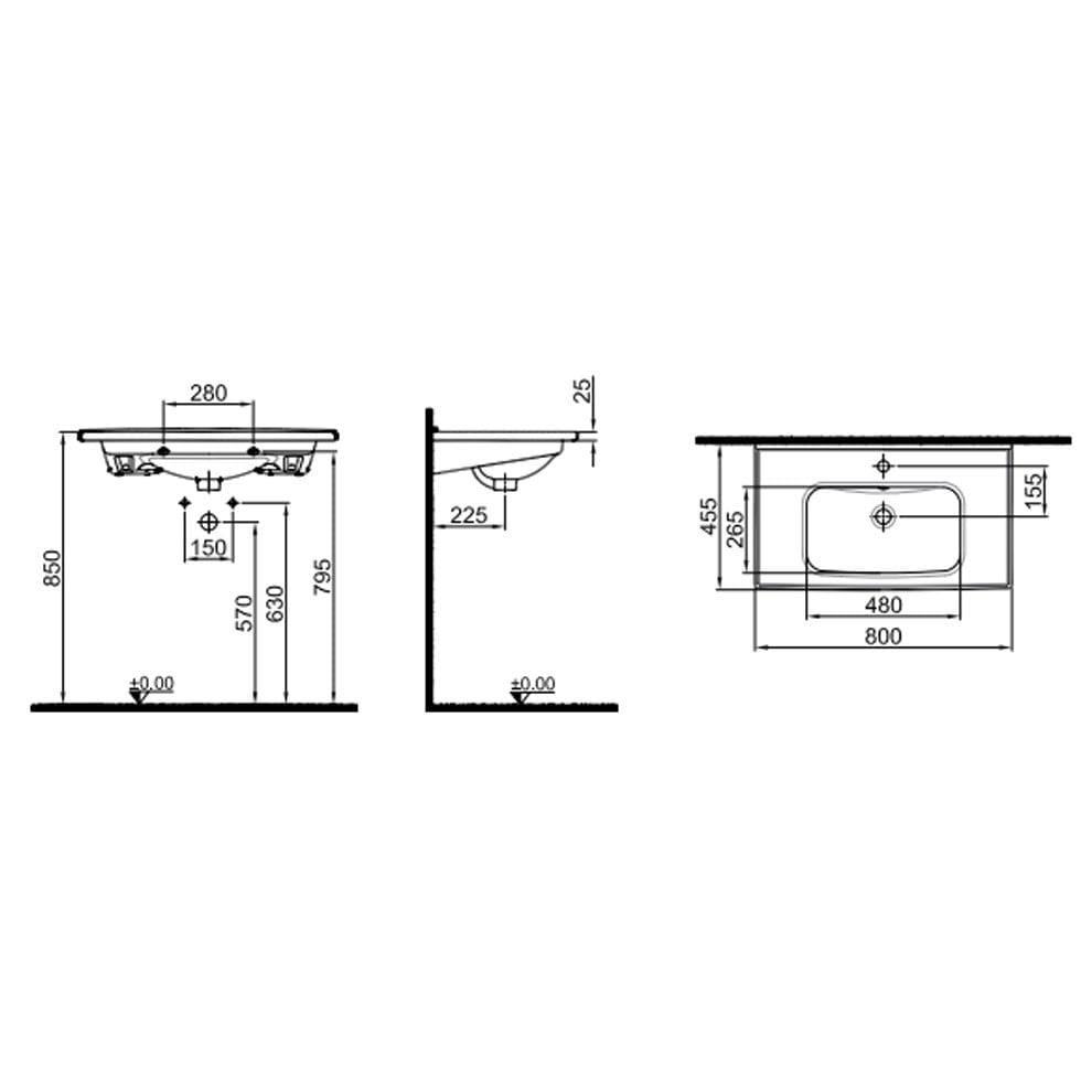Kale Banyo Mood 2.0 80X45 Etajerli Lavabo - 310200200496