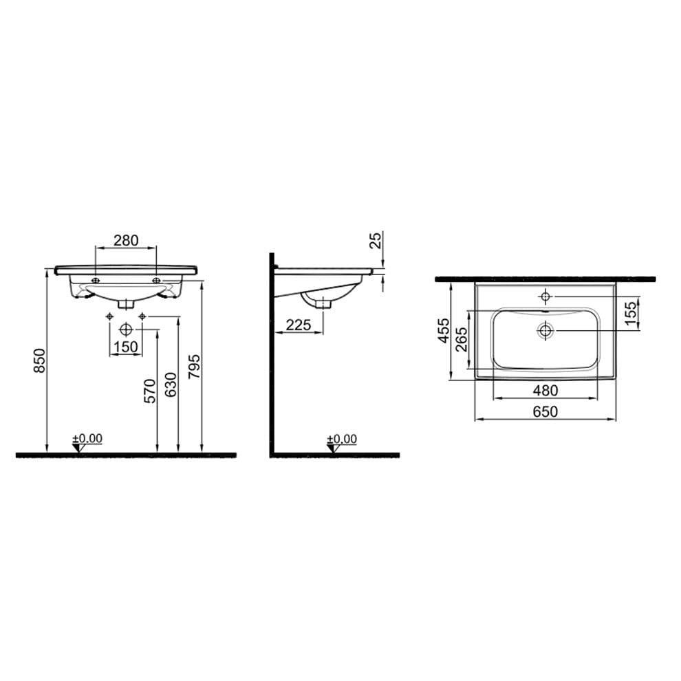 Kale Banyo Mood 2.0 65X45 Etajerli Lavabo - 310200200495