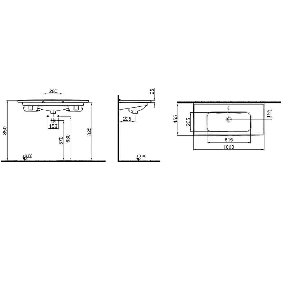 Kale Banyo Mood 2.0 100X45 Etajerli Lavabo - 310200200497