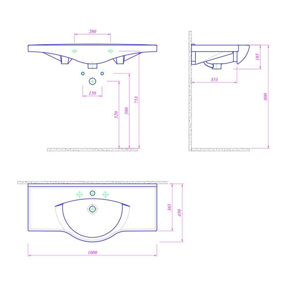 Kale Banyo Optimum 100X45 Etajerli Lavabo   - 310200200086