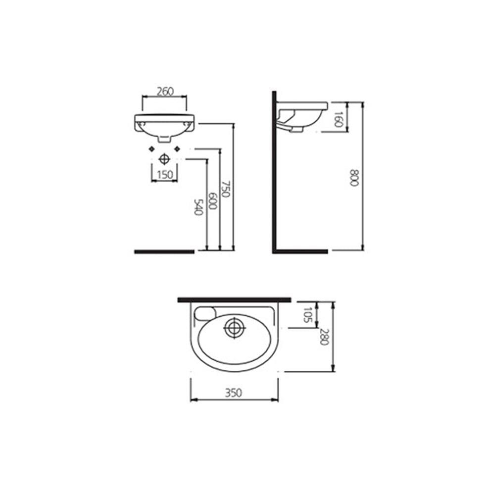 Kale Banyo Optimum 35X28 Lavabo Armatür Deliksiz - 310200200116