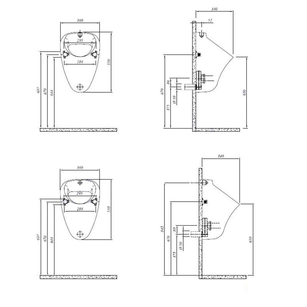 Kale Banyo Optimum 55X36 Arkadan Su Girişli Pisuvar - 310200300015