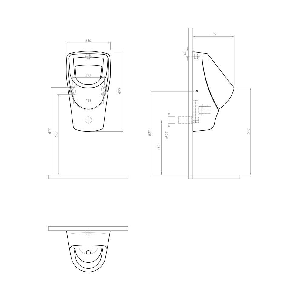 Kale Banyo Optimum 60X33 Arkadan Su Girişli Pisuvar - 310200300011