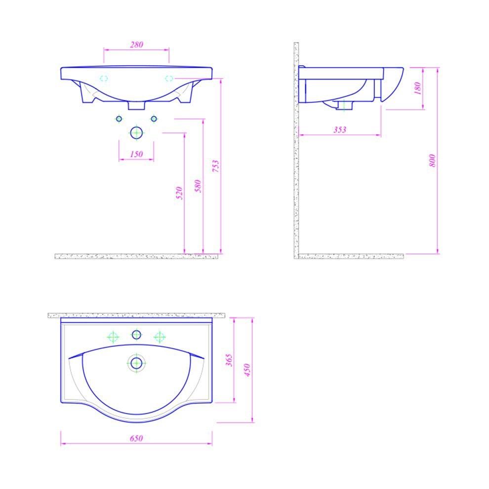Kale Banyo Optimum 65X45 Etajerli Lavabo   - 310200200088