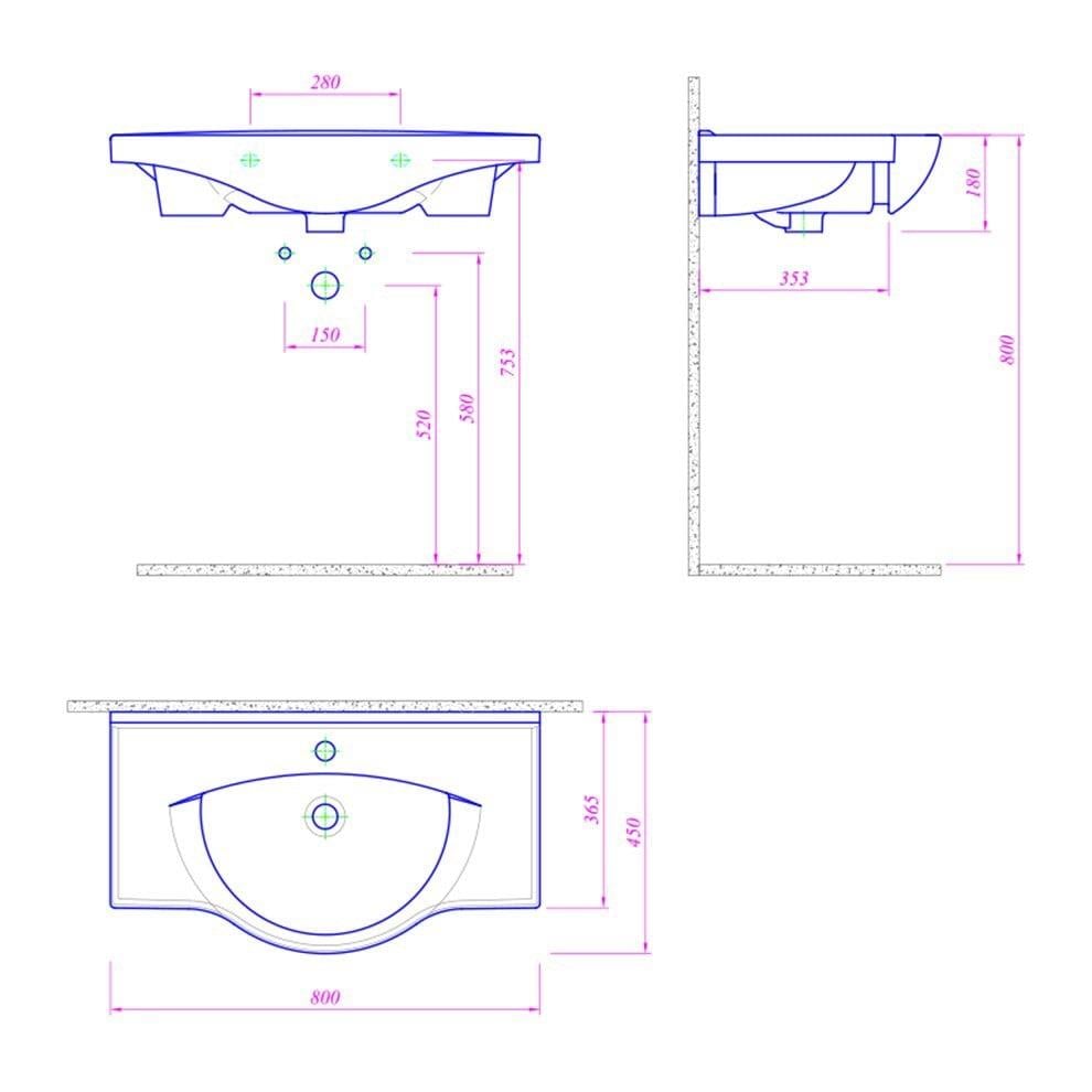 Kale Banyo Optimum 80X45 Etajerli Lavabo   - 310200200089