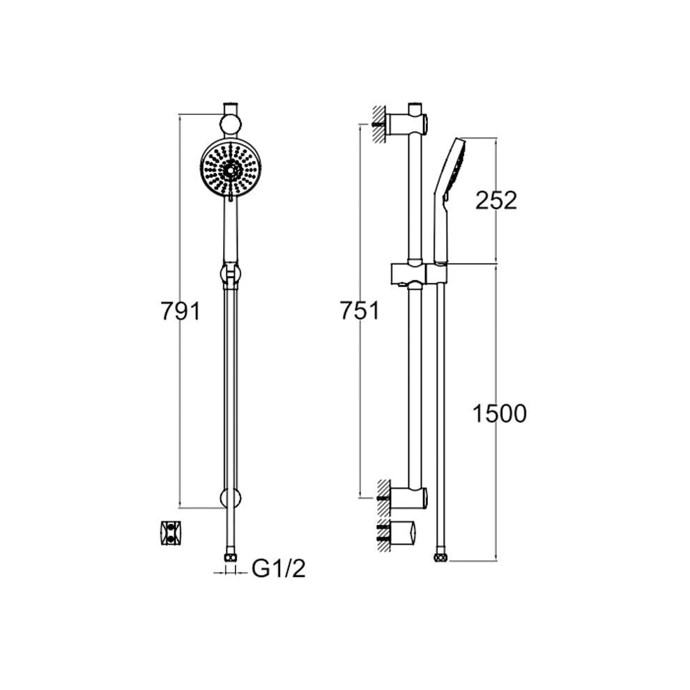Kale Banyo Raın S120 Plus Sürgülü El Duşu Takımı - 5F - 410200504971