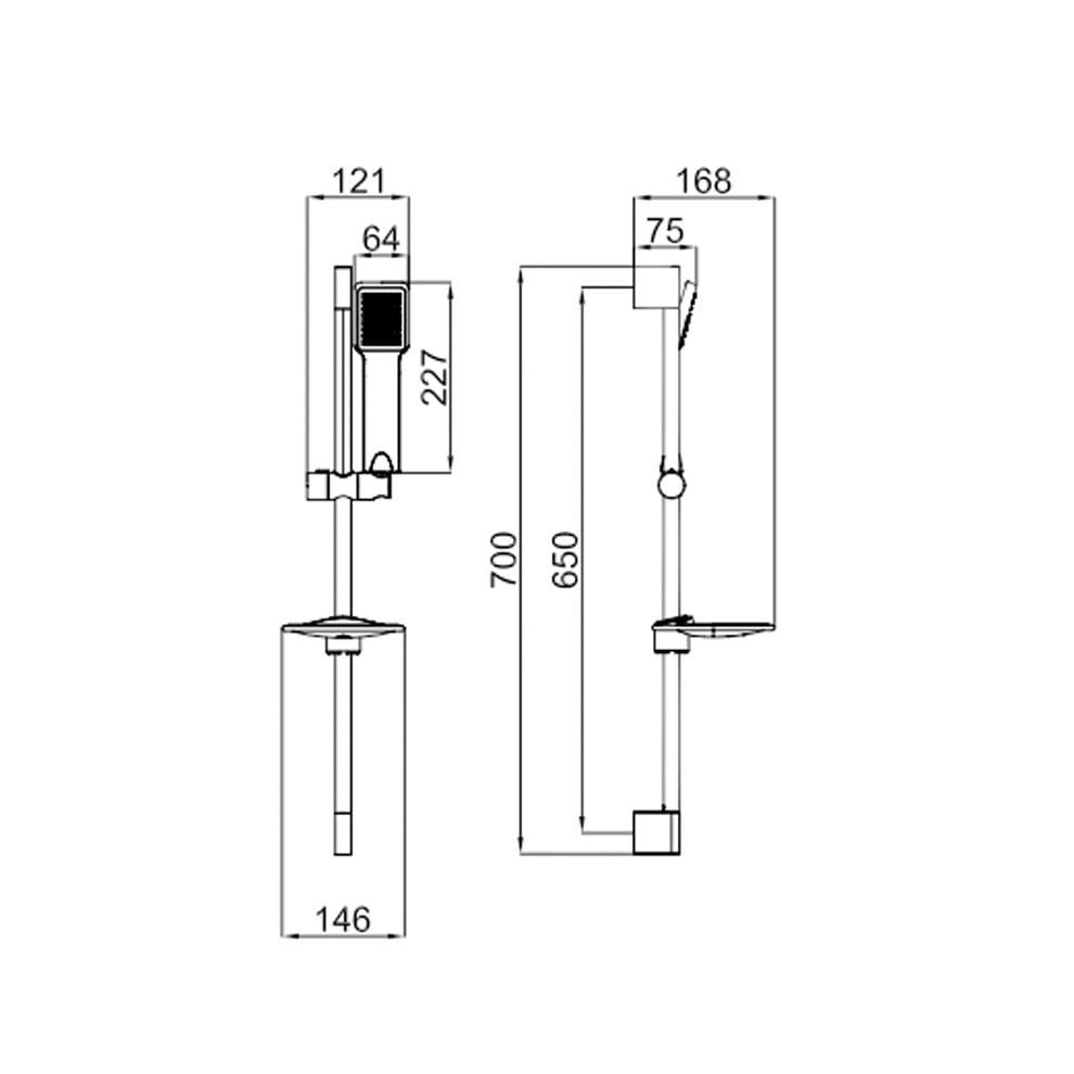 Kale Banyo Raın Square Sürgülü El Duşu Takımı - 1F - 410200504966