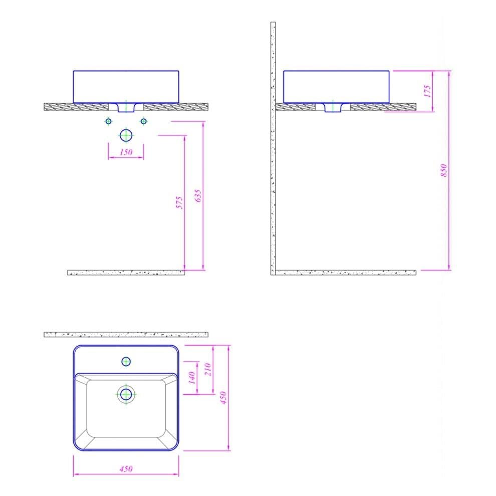 Kale Banyo Smartedge 45X45 Kare Lavabo Mat Beyaz - 310200200016