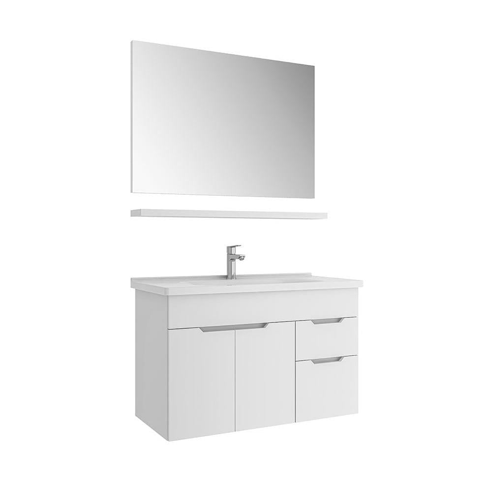 Kale Banyo Stora 100Cm Set Parlak Beyaz (Lavabo+Lavabo Dolabı+Düz Ayna+Etajer) - 610100200910