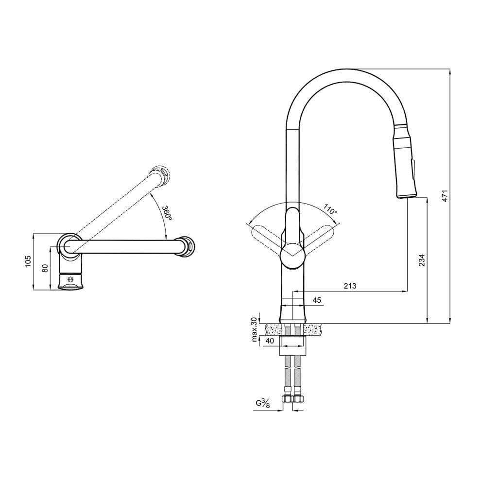 Kale Banyo Teknoloji Master Pull Down Mutfak Bataryası - 410200500192