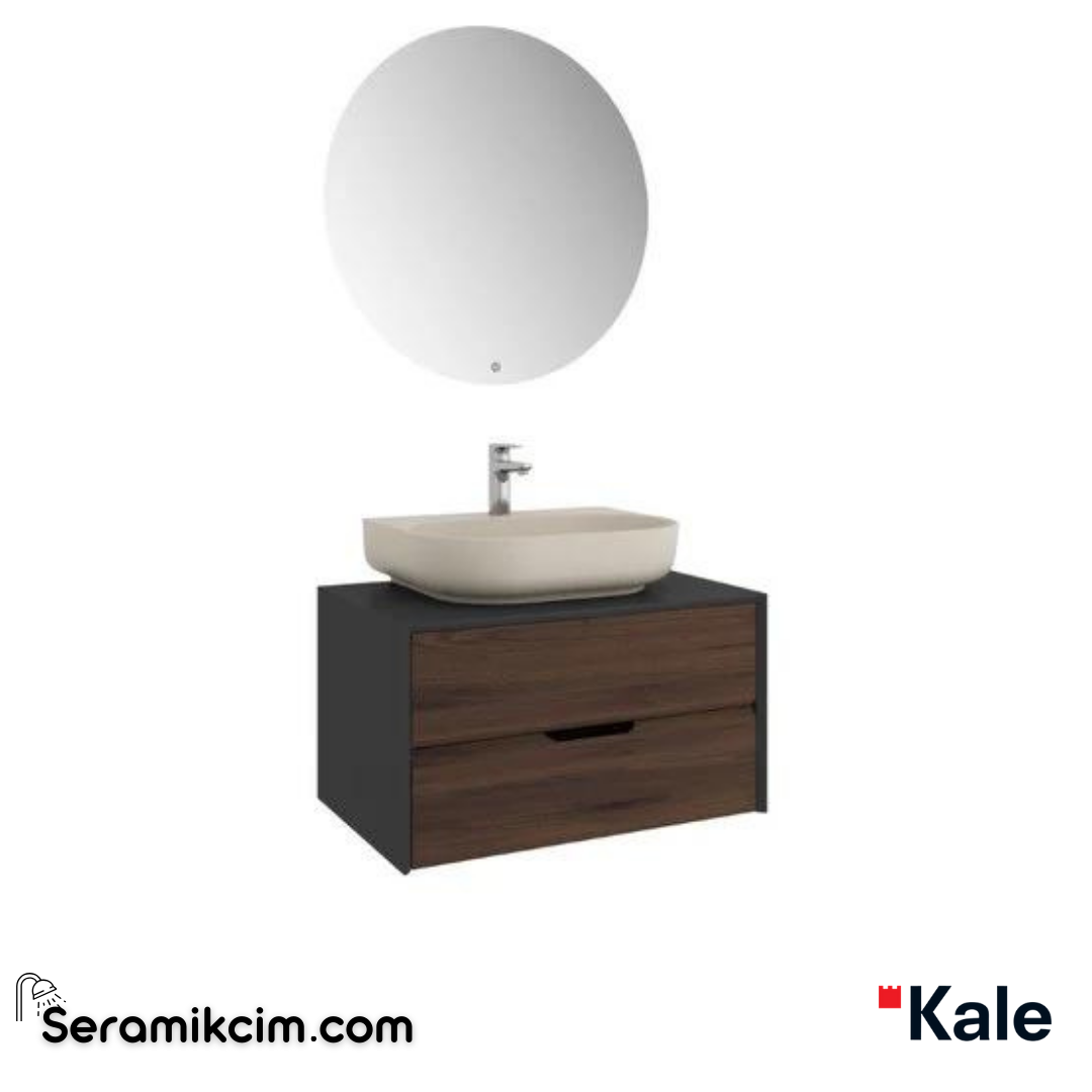 Kale Banyo Zero 2.0 80Cm Set Antrasit/Ceviz(Oval Mat Vizon Armatür Bantlı Lavabo) - 610100201367