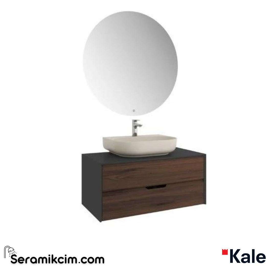 Kale Banyo Zero 2.0 100Cm Set Antrasit/Ceviz(Oval Mat Vizon Armatür Bantlı Lavabo) - 610100201366