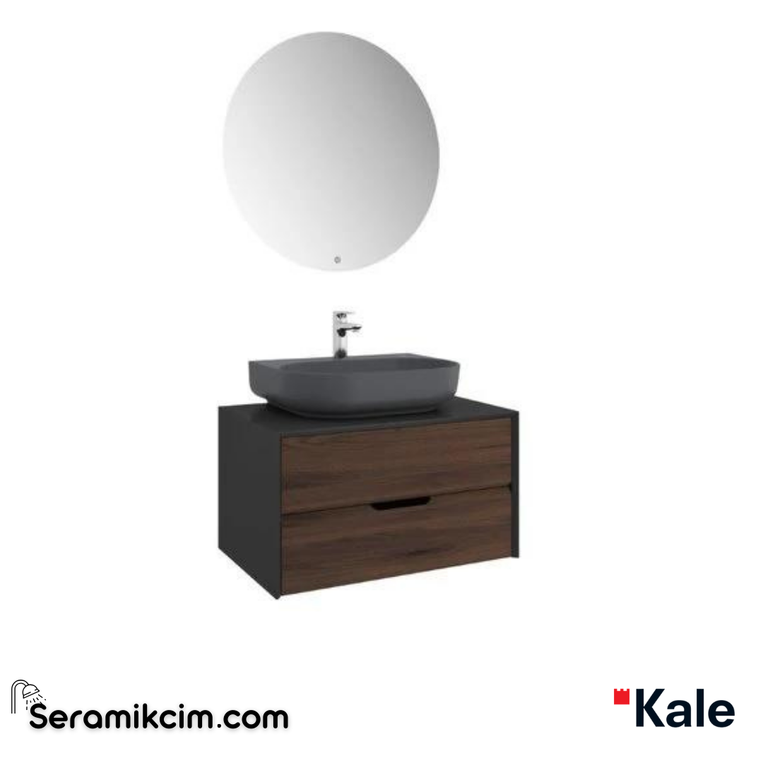 Kale Banyo Zero 2.0 80Cm Set Antrasit/Ceviz(Oval Man Armatür Bantlı Lavabo) - 610100201375