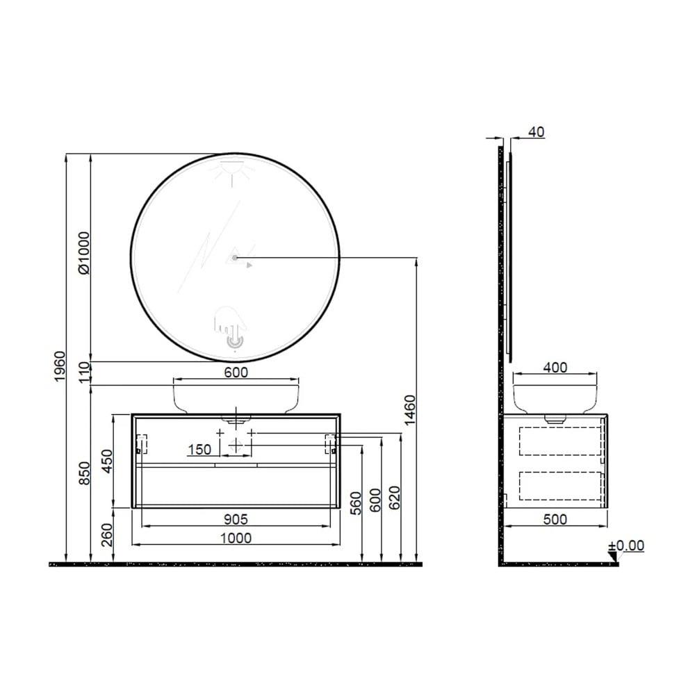 Kale Banyo Zero 2.0 100Cm Set Antrasıt/Ceviz (Oval Çanak Armatür Bantlı Lavabo) - 610100201072