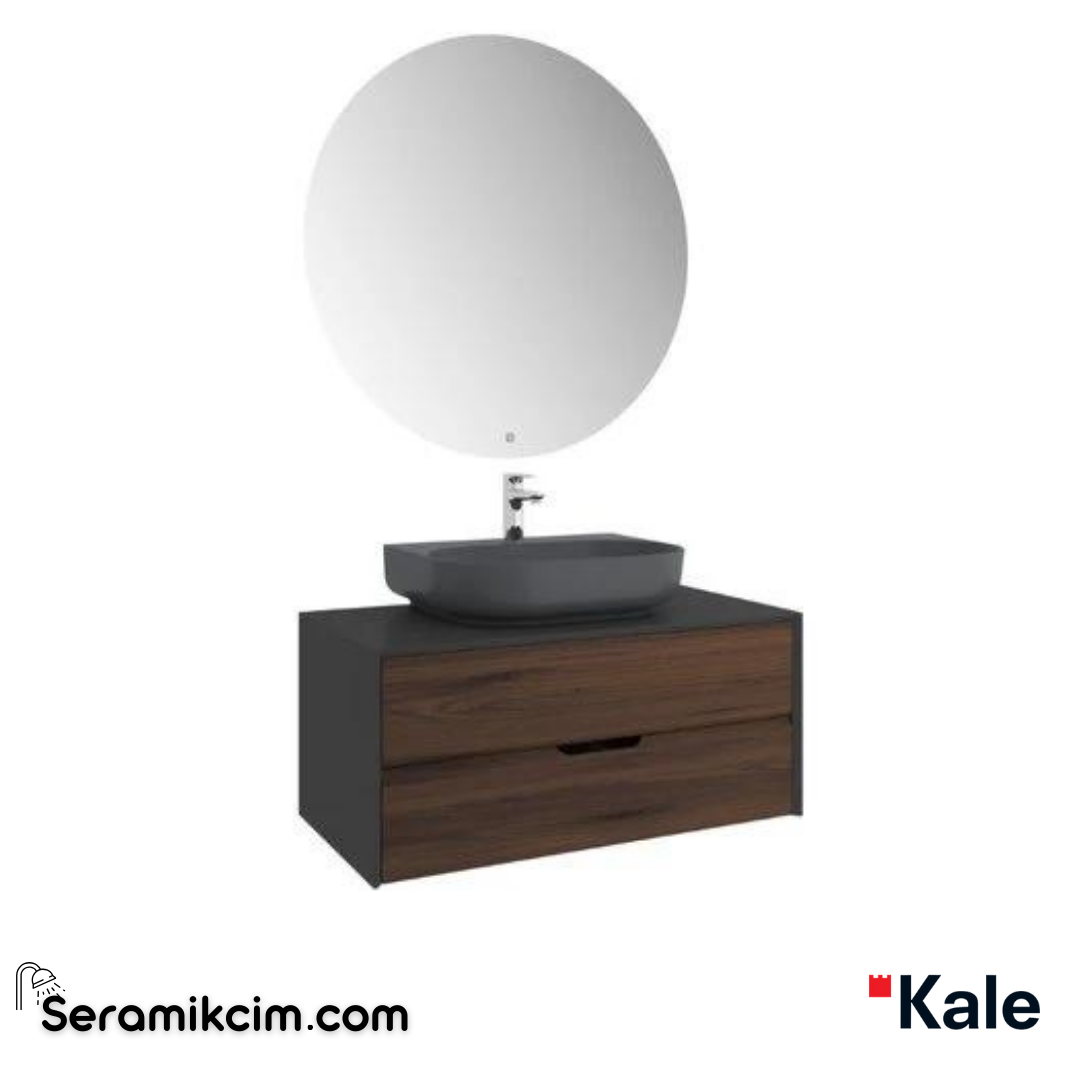 Kale Banyo Zero 2.0 100Cm Set Antrasit/Ceviz(Oval Man Armatür Bantlı Lavabo) - 610100201374