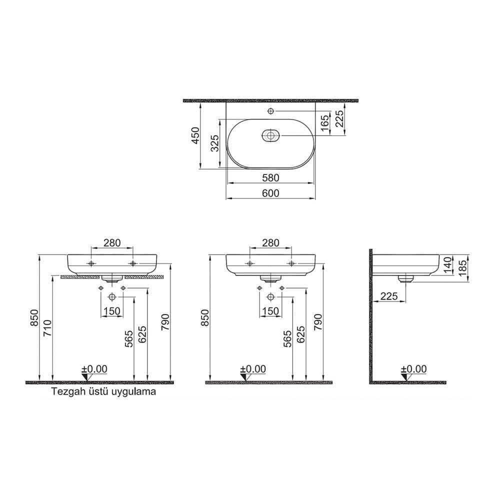 Kale Banyo Zero 2.0 60X45 Oval Lavabo Mat Siyah - 310200200473