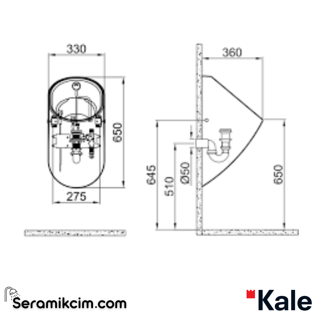 Kale Banyo Zero 2.0 Fotoselli Nozzle Entegreli Arkadan Su Girişli Pisuvar - 310200300045