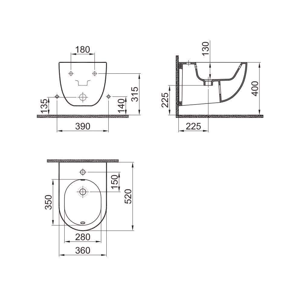Kale Banyo Zero 2.0 Smart Asma Klozet Taharet Delikli+Ultra Slim Smart Kapak Siyah - 310201100268