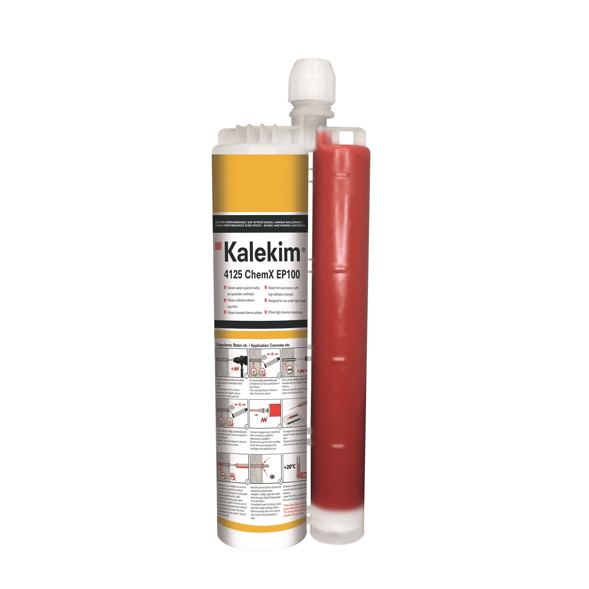 Kalekim 4125 ChemX EP100 Üstün Performanslı Saf Epoksi Esaslı Ankraj Malzemesi 585 ml 666010014
