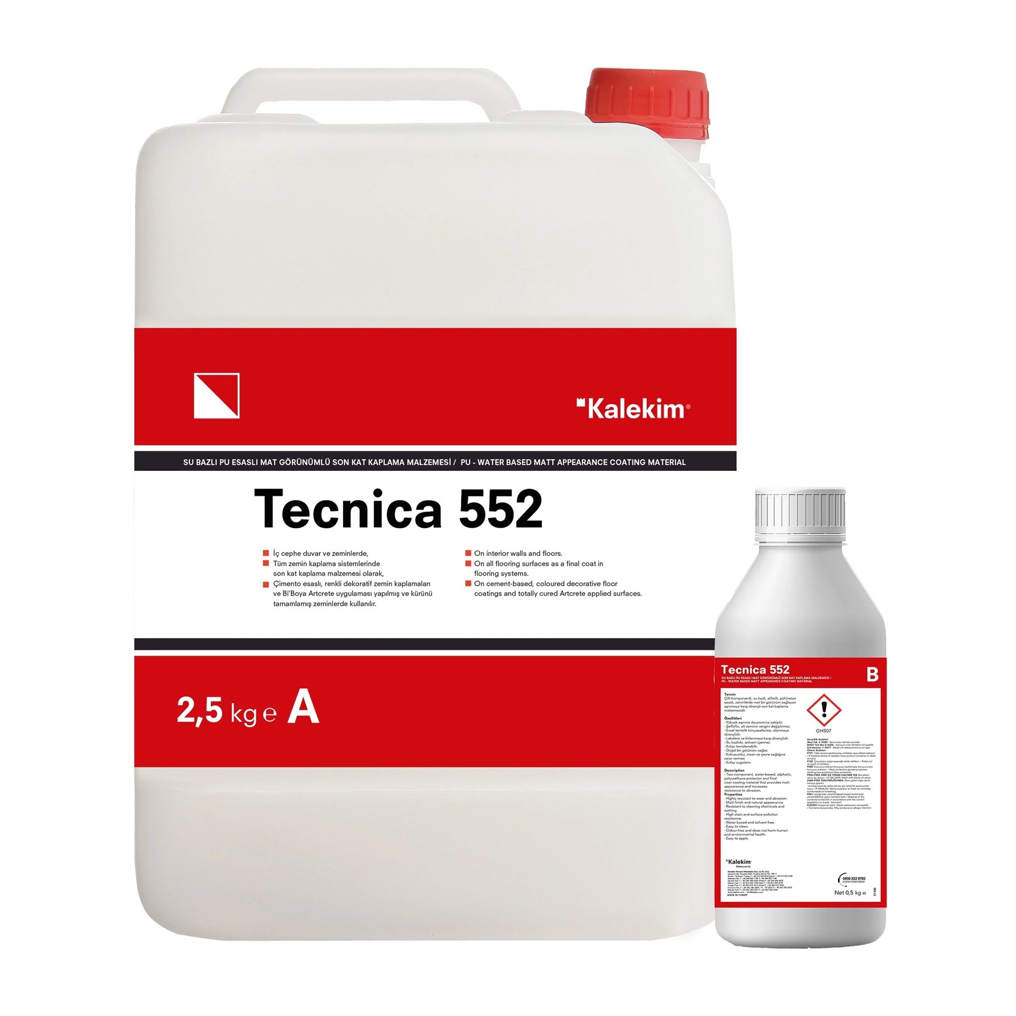Kalekim Tecnica 552 Su bazlı PU Esaslı Mat Görünümlü Son Kat Kaplama Malzemesi A+B 3 kg 690000738