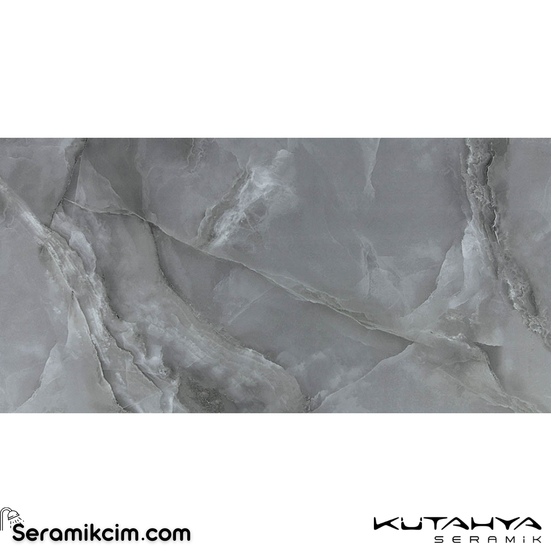 Kütahya Seramik 60x120 Marea Koyu Gri Rektifiye Parlak Nano
