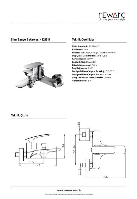 Newarc  Slim Banyo Bataryası 121511