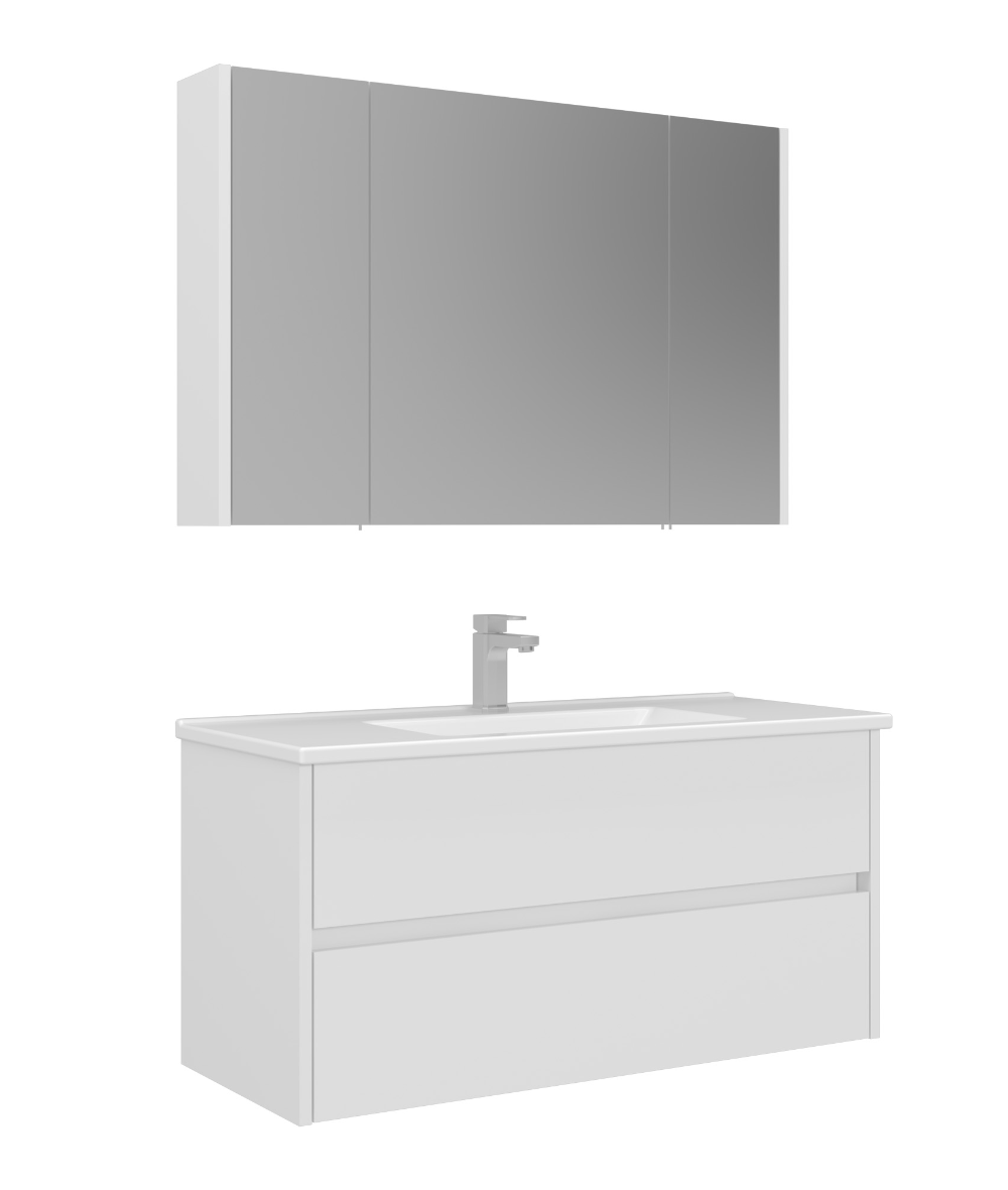 Orka Arno 100cm Banyo Dolabı Set Çekmeceli Parlak Beyaz