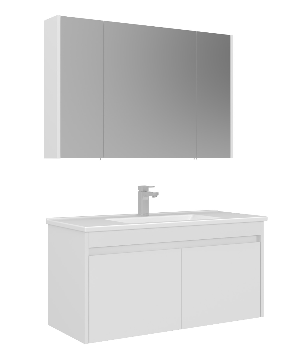 Orka Arno 100cm Banyo Dolabı Set Kapaklı Parlak Beyaz