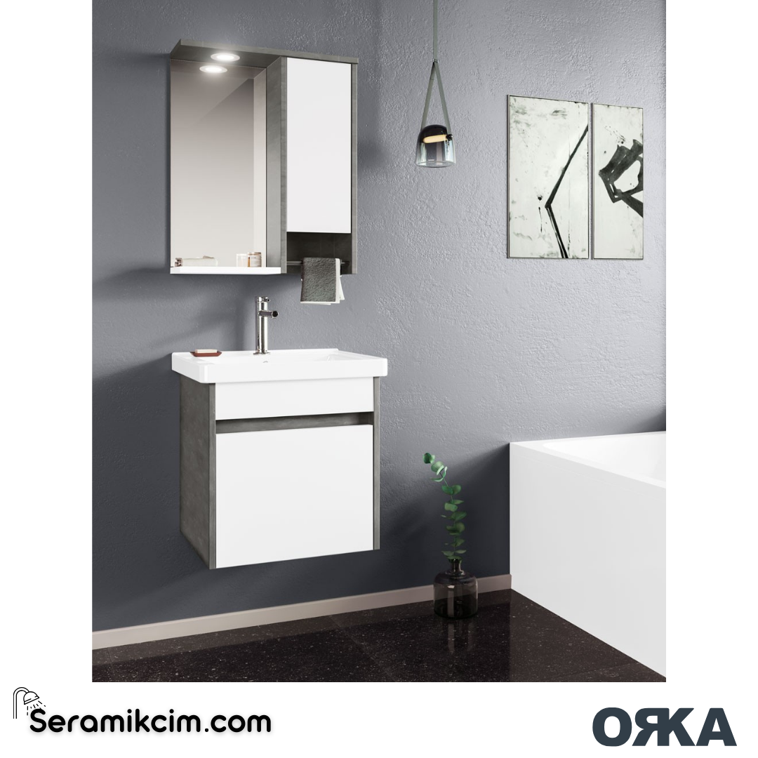 Orka Aydos 55cm Banyo Dolabı Set Irony Beyaz - ORK01.55.01.TKM