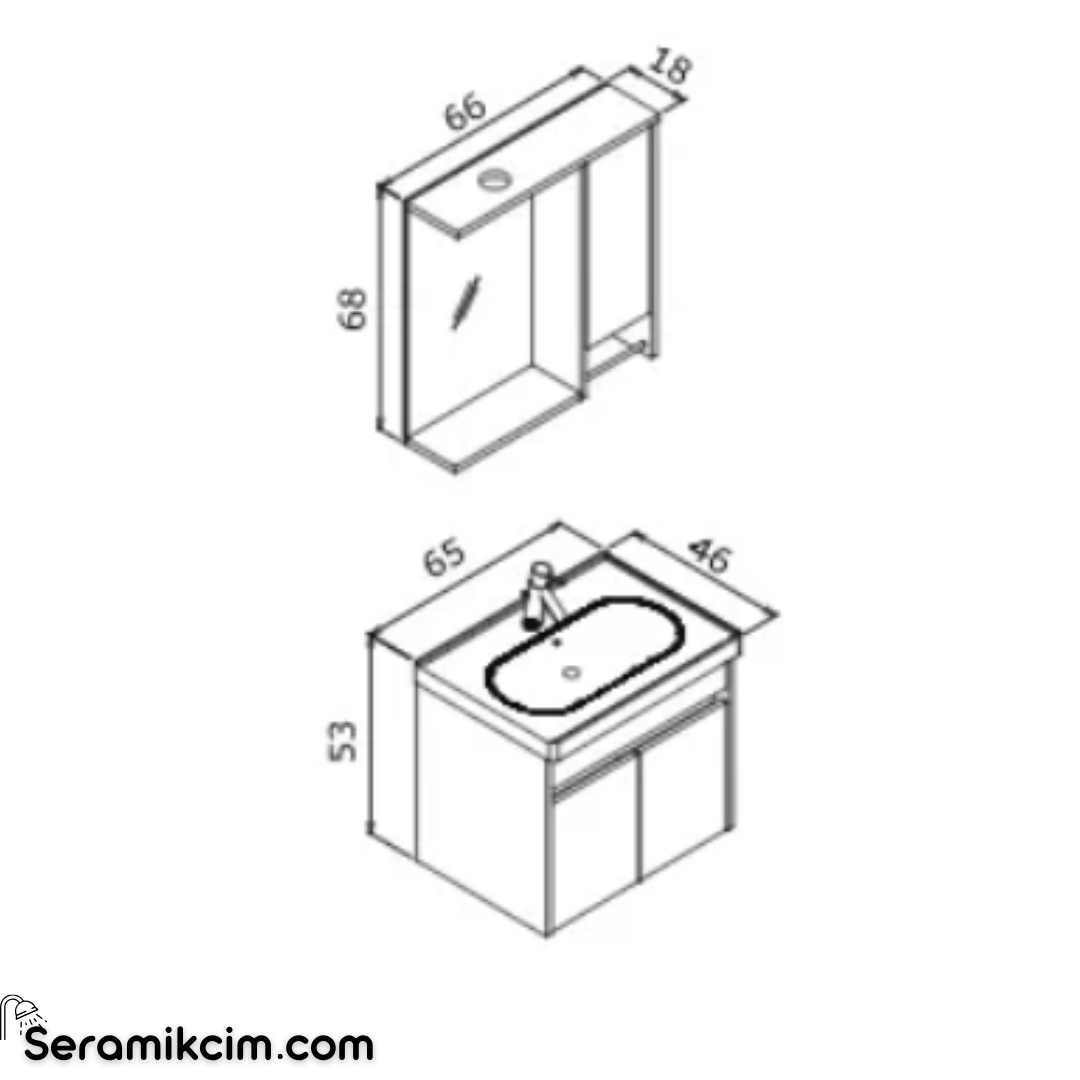 Orka Aydos 65cm Banyo Dolabı Set Retro Gümüş
