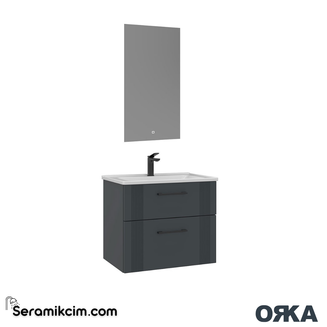 Orka Bari 65cm Ledli Ayna Banyo Dolabı Set Mat Antrasit - ORK022.65.01.TKM
