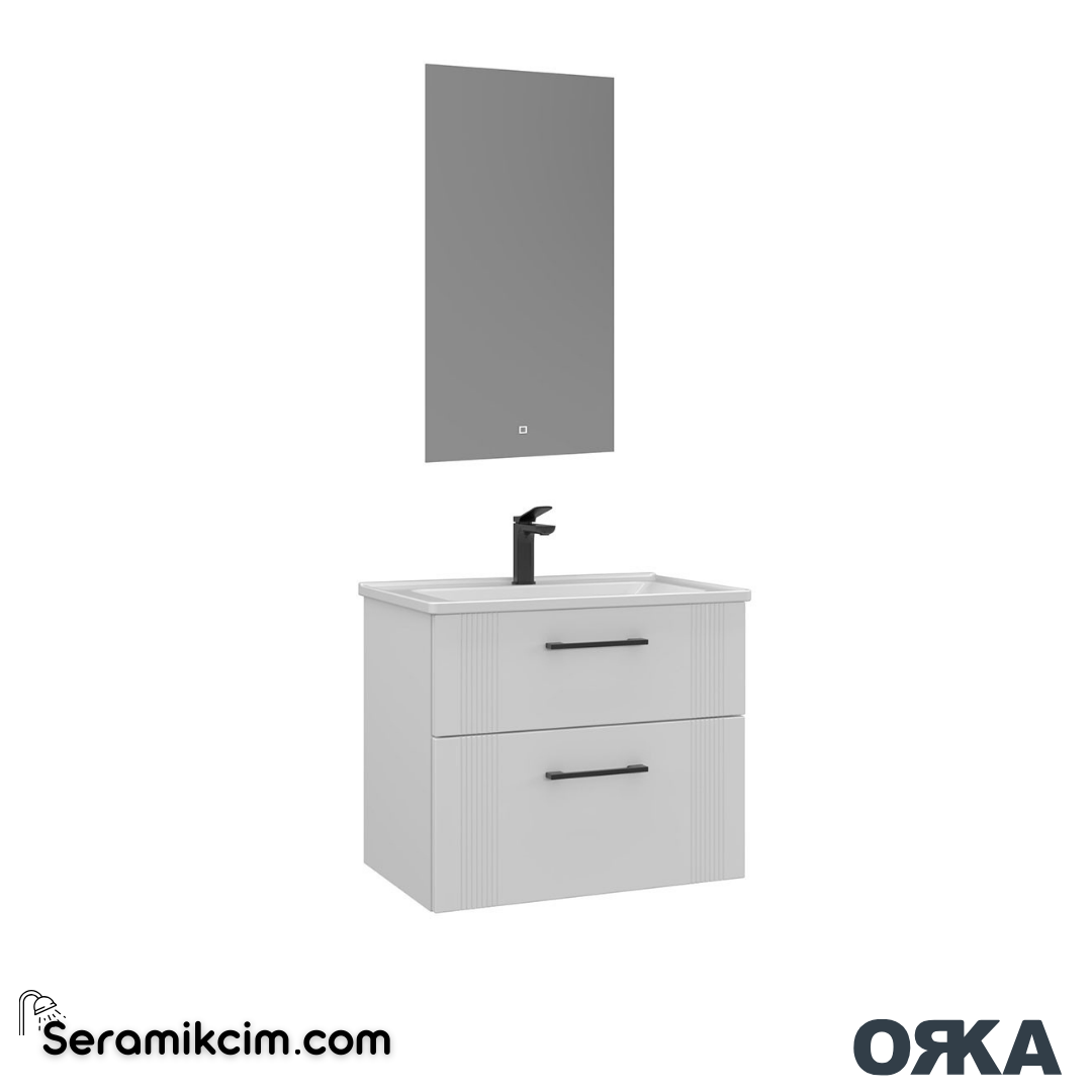 Orka Bari 65cm Ledli Ayna Banyo Dolabı Set Mat Beyaz - ORK022.65.02.TKM