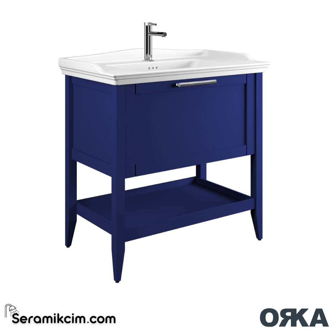 Orka Bastle 80cm Banyo Dolabı Set Mat Lacivert - ORK02.80.04.TKM