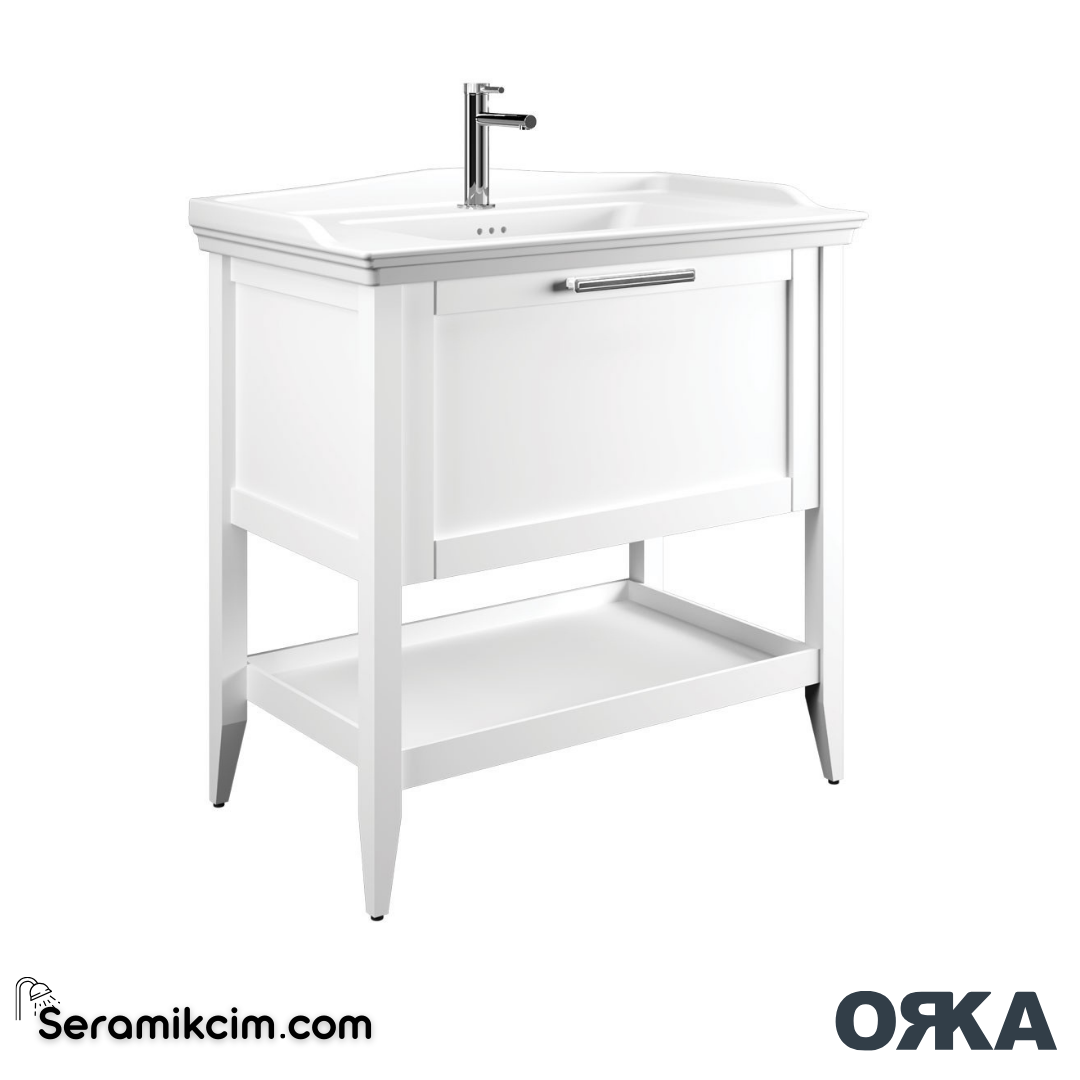 Orka Bastle 80cm Banyo Dolabı Set Mat Beyaz - ORK02.80.02.TKM