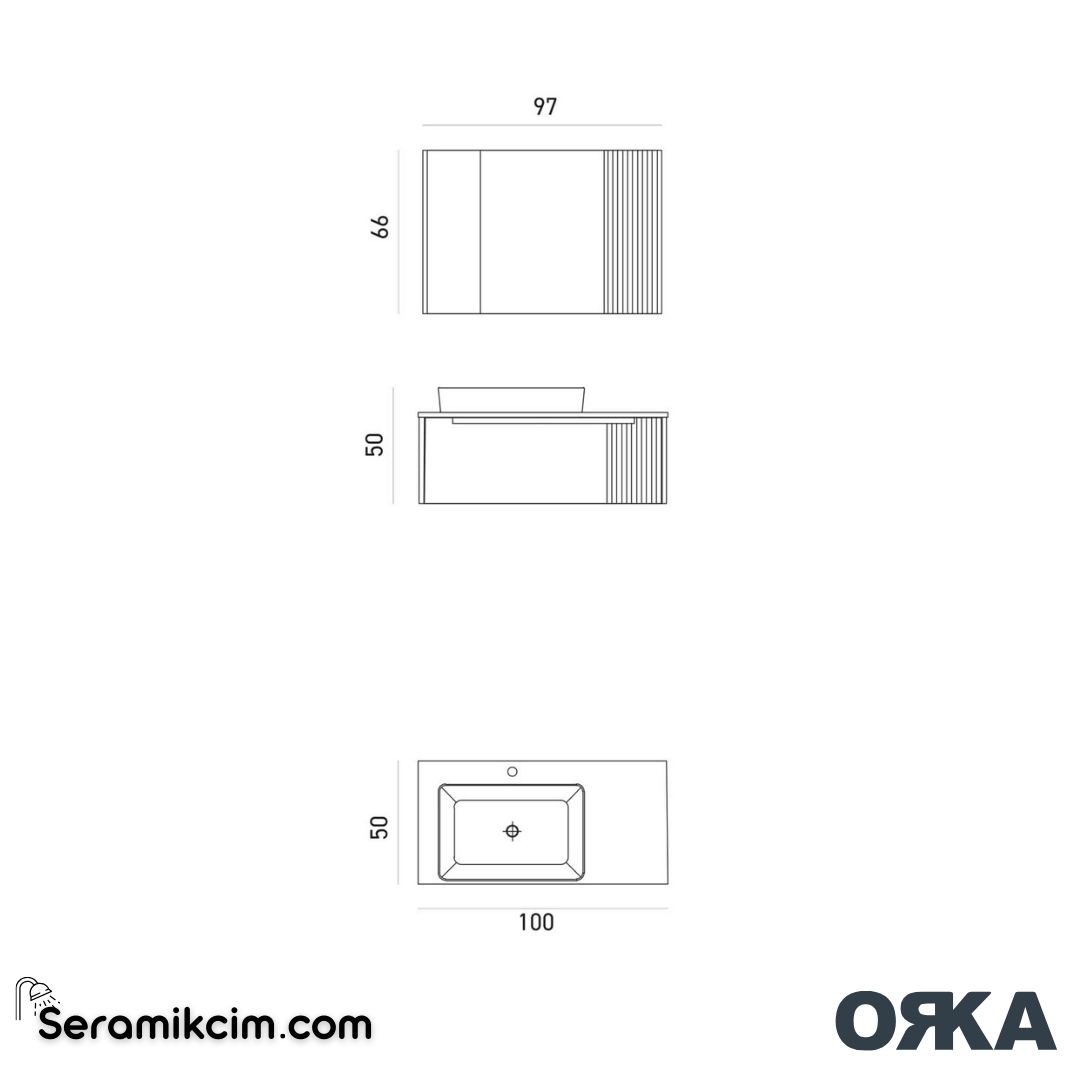 Orka Biella 100cm Banyo Dolabı Set Ledli Ayna Mat Antrasit - ORK020.100.01.TKM