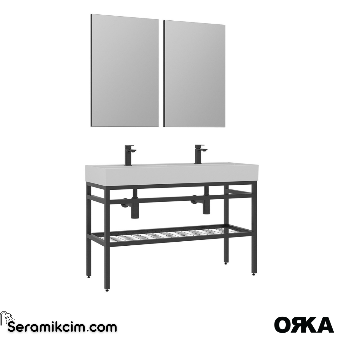 Orka Capetown 120cm Banyo Dolabı Set Beyaz Lavabo