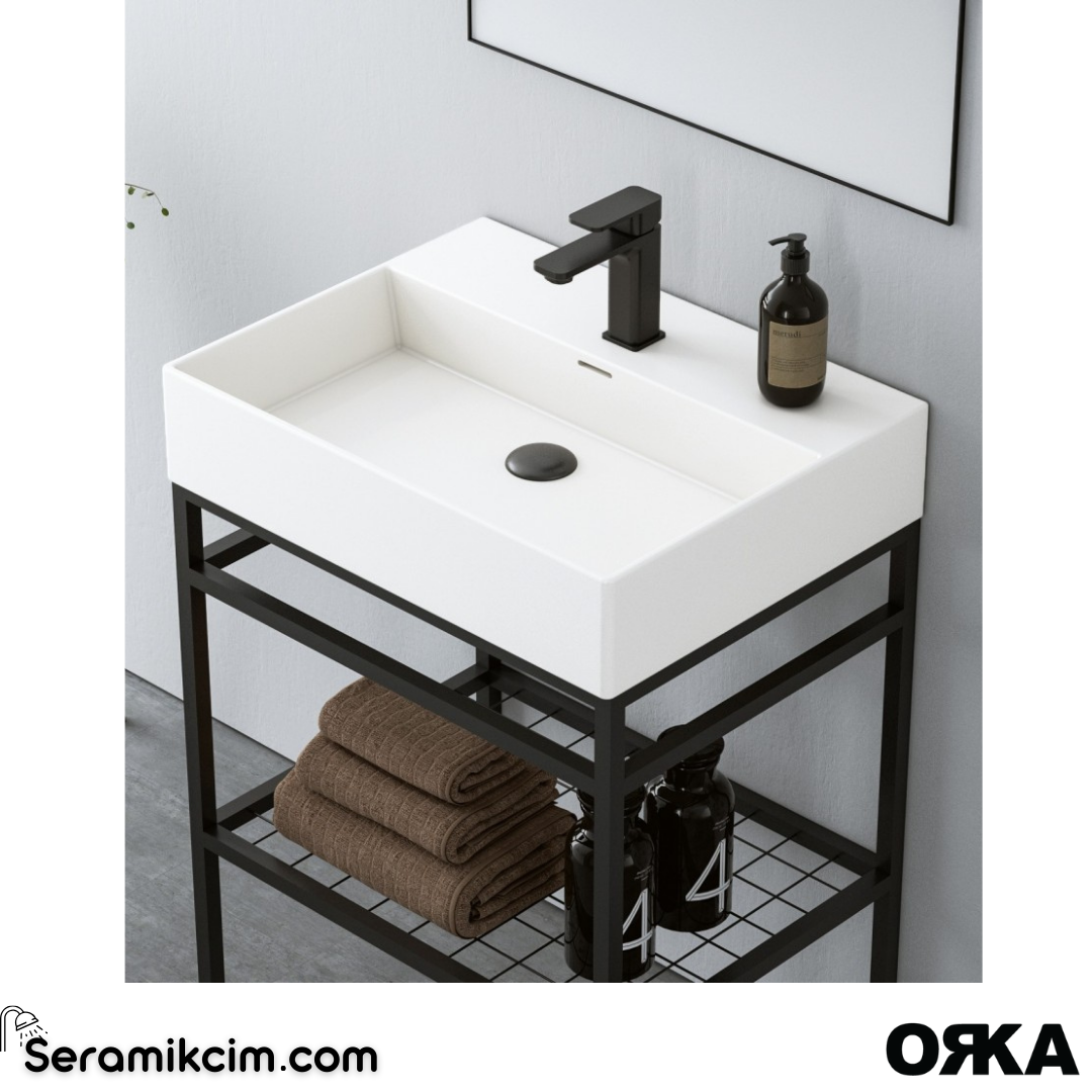 Orka Capetown 80cm Banyo Dolabı Set Beyaz Lavabo