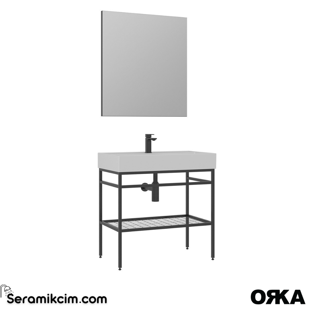 Orka Capetown 80cm Banyo Dolabı Set Beyaz Lavabo